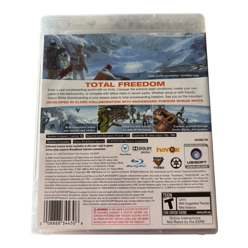 Shaun White Snowboarding (Sony PlayStation 3)‎ Includes Manual